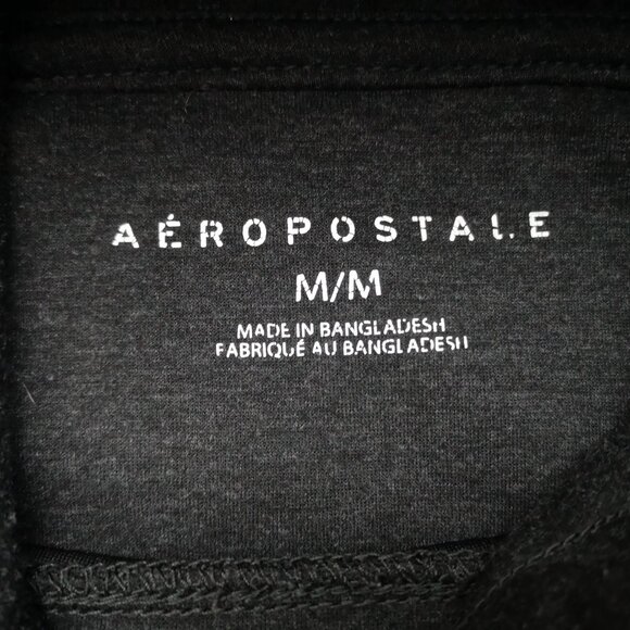 Aeropostale Men's Size Medium Black Straight Fit Drawstring Scuba Hoodie - Picture 3 of 9